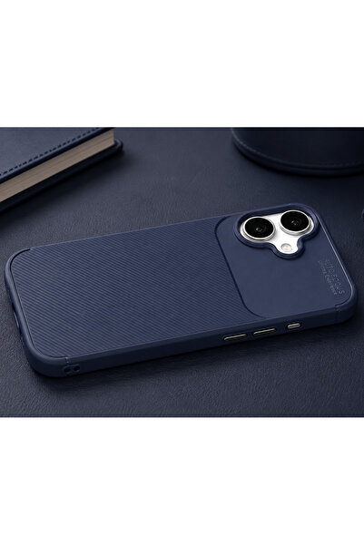 halkhouse İphone 17 Kılıf Kamera Korumalı Karbon Görünümlü Focus Negro Kapak