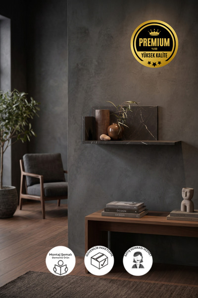 Woodplays Dekoratif Ahşap Duvar Rafı - Asimetrik Modern Tasarım