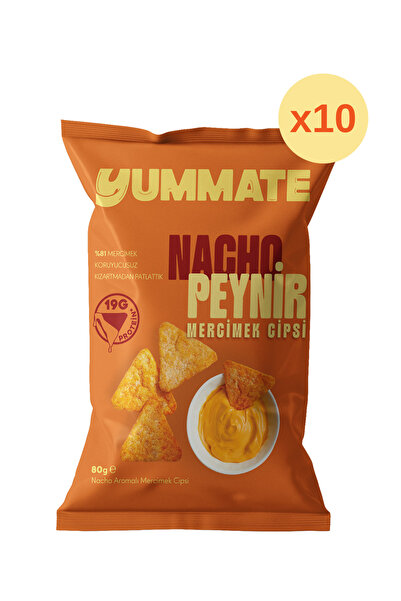 Yummate Nacho Peynir Mercimek Cipsi 80g x 10 adet