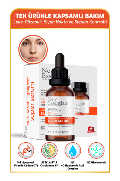 New Essentials Super Serum for Tone Equalization, Pore Blackhead and Acne For...
