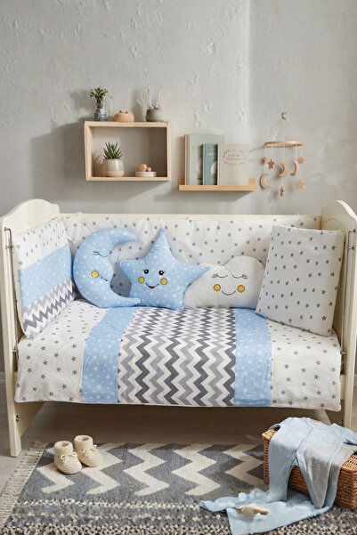 Kista Baby Park Bed Baby Sleeping Set Duvet Cover Set 70X110 Zig Zag Blue