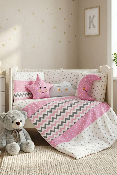 Generic Brand 70X130 Zig Zag Pink Baby Sleeping Bedding Set