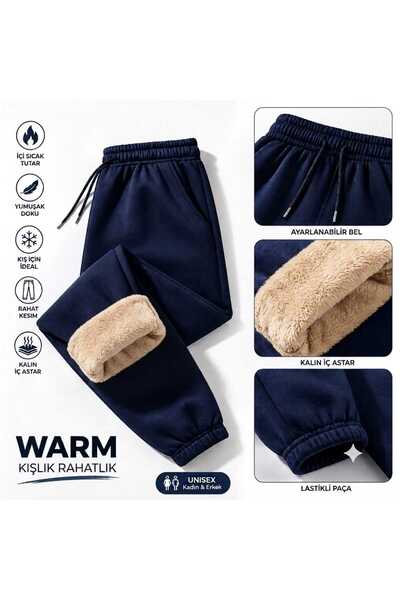 Urban Look Unisex İçi Peluş Kürklü Eşofman Altı Kalın Astarlı Kışlık Sıcak Tu...