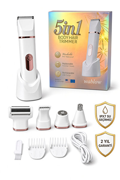 wablow Vücut Tıraş Makinesi Series 5+1 Seti,Yüz/Saç/Vücut, IPX7 Su Geçirmez,S...