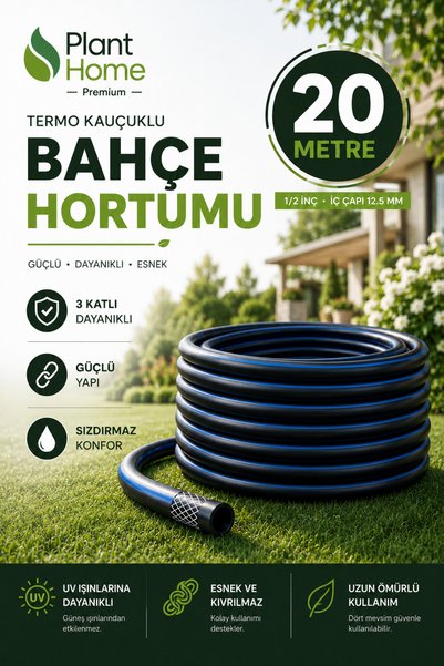 plant-home Thermo Rubberized Garden Hose 20 Meters 3-Layer Durable Water Irrigation and Car Washing Hose