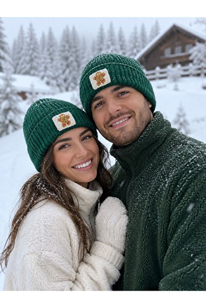 byebruketenci Green Luxury Wool Beret With Gingerbread Punch Detail New Year'...