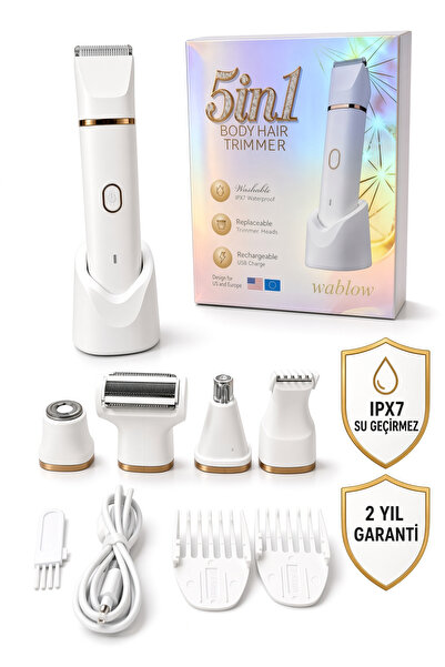 wablow Vücut Tıraş Makinesi Series 5 in 1 Seti,Yüz/Saç/Vücut, IPX7 Su Geçirme...