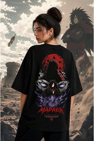 Ninkasiwear Madara Naruto Anime Unisex Oversize 24/1 Pamuk Tişört - Özel Yaka...