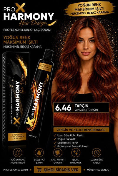 X Pro Harmony Tarçın Saç Boyası 6.46 Ginger Zencefil Bakır Kumral Kalıcı Tüp ...
