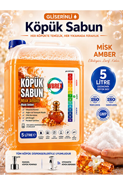 WBREX Premium Gliserinli Köpük Sabun 5 lt Ekonomik Boy Misk Amber Kokulu