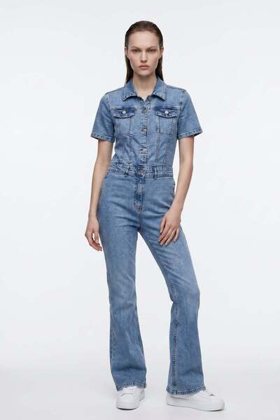 HAKKE İspanyol Paça Kısa Kollu Denim TULUM