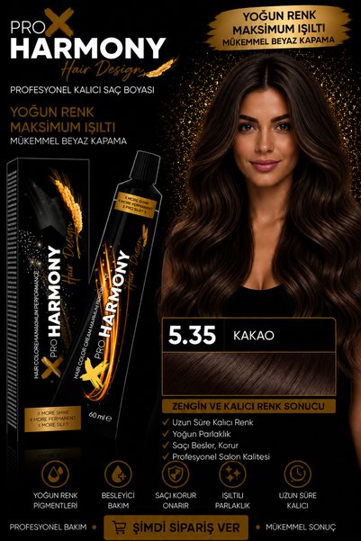 X Pro Harmony Açık Kestane Saç Boyası 5.35 Dore Akaju Karamel Kestane Kalıcı ...