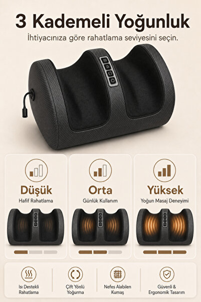 Yellowtech Şarjlı Isıtmalı Ayak ve Bacak Masaj Aleti Sıcak Kompresli 3 Kademeli Çift Yönlü Yoğurma Type-C