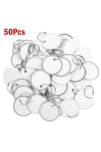 Choice 50Pcs 10-50 Pcs Metal Rim Key Tags, Key Ring Round Paper Tags with Met...