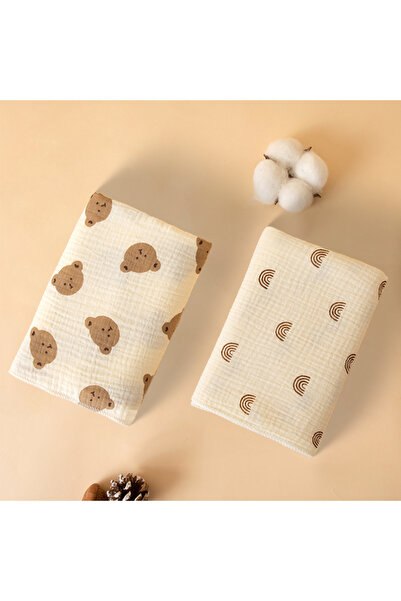 Choice3 Bear Head Rainbow Simple Style Printed Baby Blanket Made of Gauze Mat...
