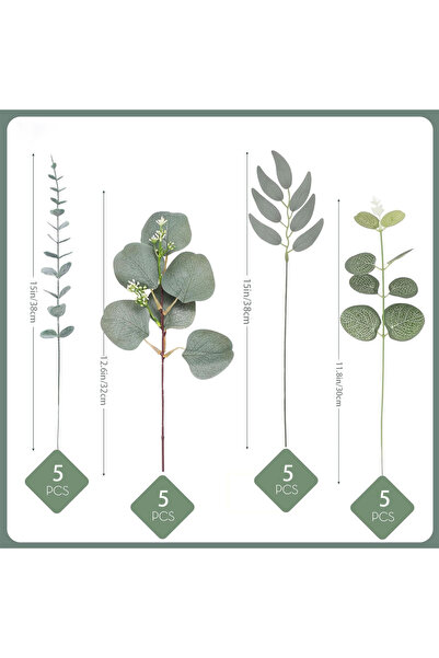Choice 20pcs 0117-04 20PCS Artificial Mixed Eucalyptus Leaves Stems Silver Do...
