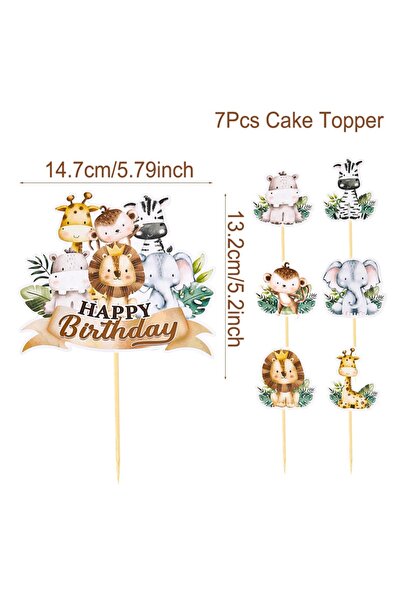 Choice 1 Jungle Animal Happy Birthday Cake Toppers Birthday Cake Decorations ...