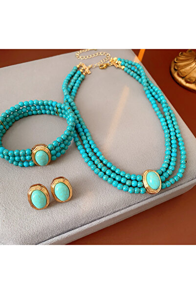 choice2 3 Pcs set 1/3 Pcs Bohemian Multi-layered Green Stone Beaded Stretch B...