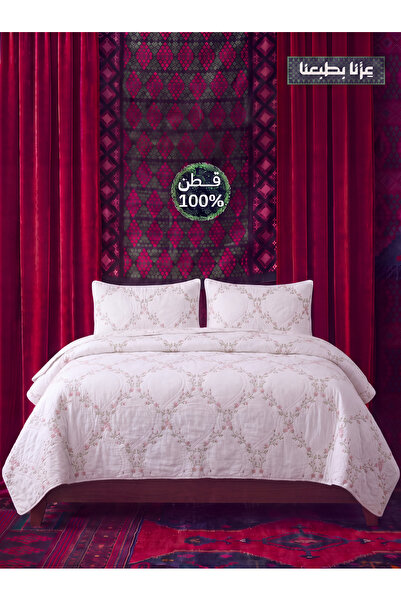 Bee Home فلورال بنك | غطاء سرير قطن 100% مزدوج 3 قطع
