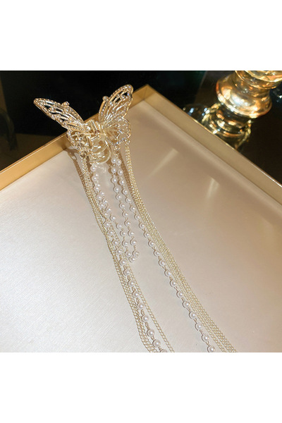 Choice Butterfly hair claw New Rhinestones Oval Hollowed Flower Bell Tassel E...