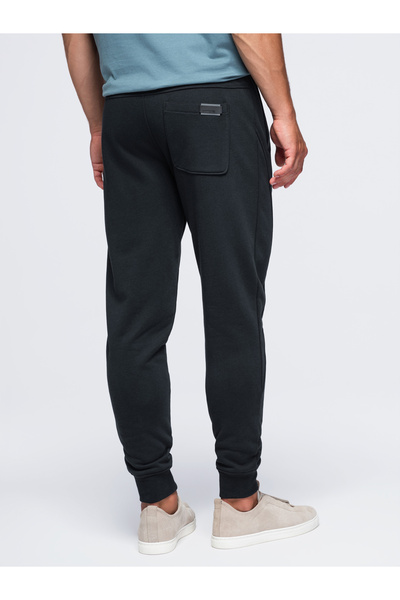 OMBRE Pantaloni de trening jogger din bumbac BASIC pentru bărbați, negri OM-PABS-0174