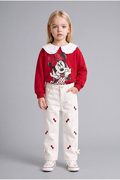 DeFacto %100 Pamuk Fiyonk Nakışlı Regular Fit Gabardin Pantolon Kız Bebek I49...