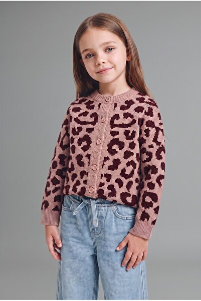 DeFacto Leopar Desenli Bisiklet Yaka Triko Basic Hırka Kız Bebek I4958A526WN
