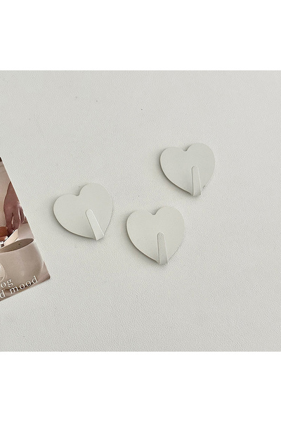 Choice 5pcs white-heart Pink Heart Sticky Hooks Wall Decoration Key Hooks Met...