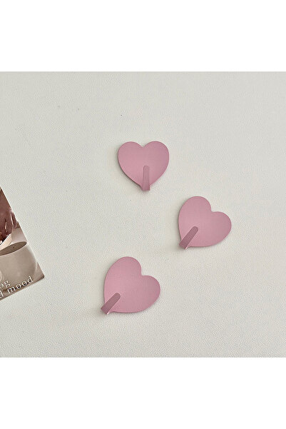 Choice 5pcs pink-heart Pink Heart Sticky Hooks Wall Decoration Key Hooks Meta...