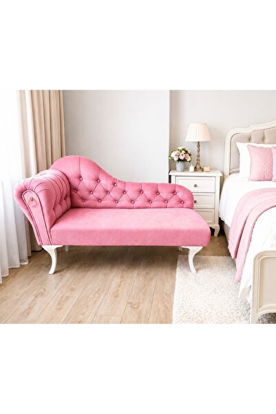 aldagelsin Dekoratif Bihter Koltuğu Pembe Josephine Beyaz Ayak