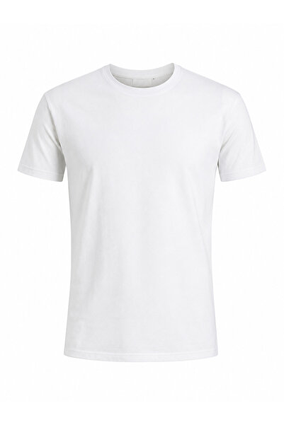 Siyah Renk Düz Bisiklet Yaka %100 pamuklu Premium Pamuklu Ağır Kumaş Slimfit T-Shirt