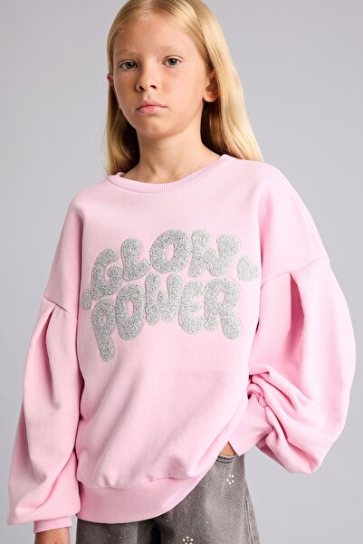 DeFacto Crew Neck Printed Balloon Sleeve Sweatshirt for Girls I5291A826Wn