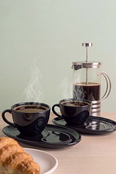 Rivaİstanbul Black Drop 2-Person Coffee Serving Set - 4 Pieces