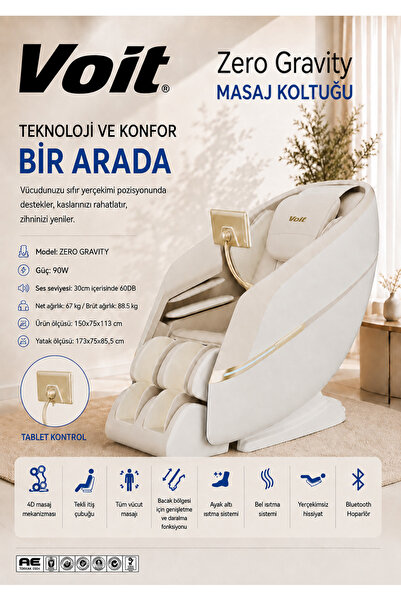 Voit Zero Gravity Masaj Koltuğu 4D Masaj Kumandalı Bluetooth Hoparlörlü MONTA...