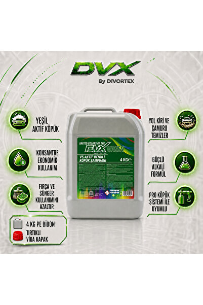 Divortex DVX by V5 Aktif Renkli Köpük Şampuan Yeşil 4 kg