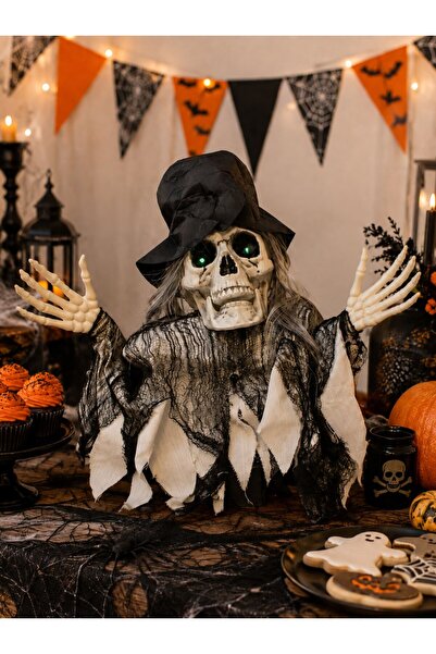 Parti Adresi Cadılar Bayramı Hayalet İskelet Hareketli Müzikli Halloween Masa...