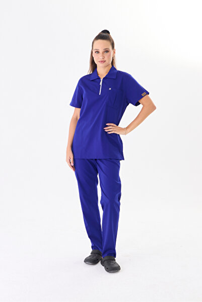Class Üniforma Ženski polo ovratnik Saks plavi likra set medicinskih uniformi...