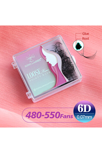Choice 11mm 0.07mm D 6D07-480-550fans SONG LASHES Pointy Base Promade Fans Ey...