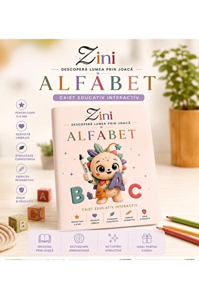 Zini Alfabet Invata Alfabetul, liere, activitati. Caiet de trasat litere. Act...