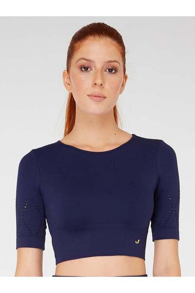 Jerf Naples Short Sleeve Crop Top Econyl Navy Blue