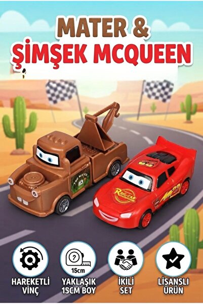 Farbu Lightning Mcqueen and Mater Friction Powered 2-Piece 18 cm Toy Car Set ...