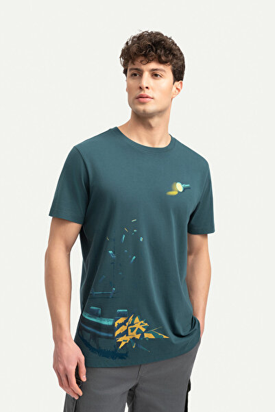 KAFT Tricou regular pentru bărbați, albastru marin - 100% bumbac |   (Omorph)