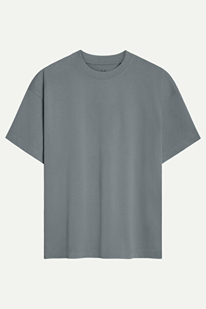 KAFT Gri Erkek Oversize Basic Tişört - %100 Pamuk | (Urban - Storm)