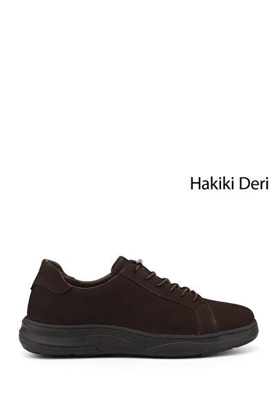 GÖNDERİ(R) Men's Brown Nubuck Lace-Up Genuine Leather Sneaker