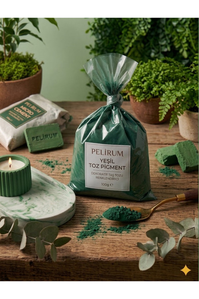 Pelirum Toz Yeşil Pigment 100 gr - Dekoratif Taş Tozu Renklendirici Renk Tozu...