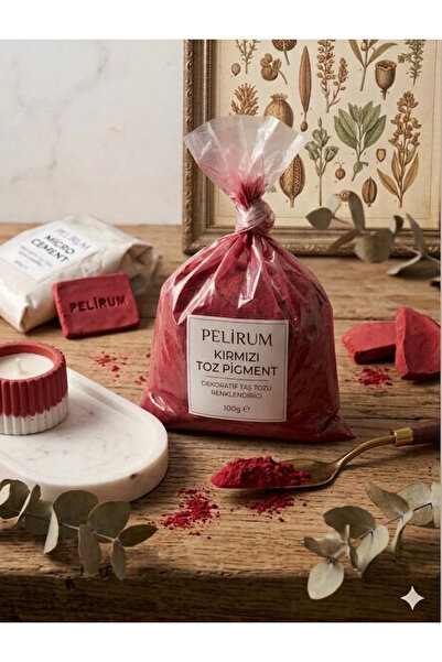 Pelirum Toz Kırmızı Pigment 100 gr - Dekoratif Taş Tozu Renklendirici Renk To...
