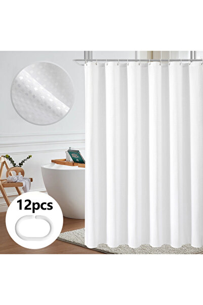 Choice 120x180cm white Shower Curtain Waterproof Mildew-proof with 12 Hooks M...