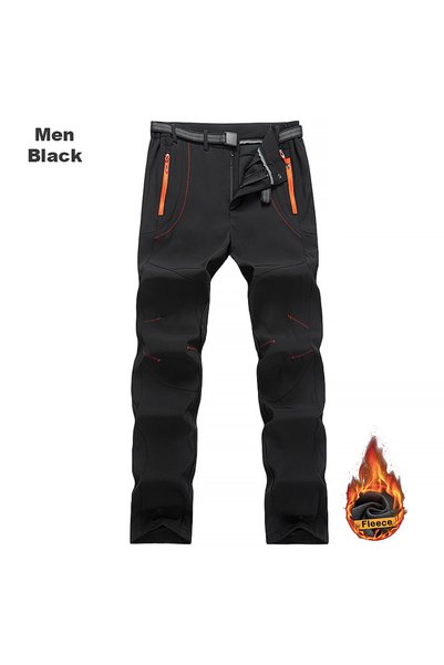 LNGXO XL Men Black Thick Warm Fleece Hiking Pants Men Winter Waterproof Windp...
