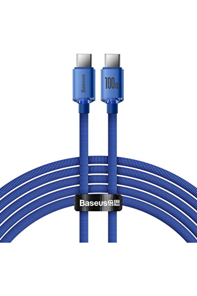 Baseus Cablu Crystal Shine, Încărcare rapidă, USB-C la USB-C, 100W, 2m, Albastru