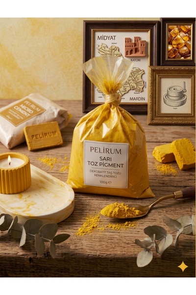 Pelirum Toz Sarı Pigment 100 gr - Dekoratif Taş Tozu Renklendirici Renk Tozu-...